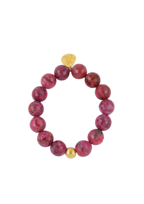 Ruby Quartz Gold Accent Stretch Bracelet