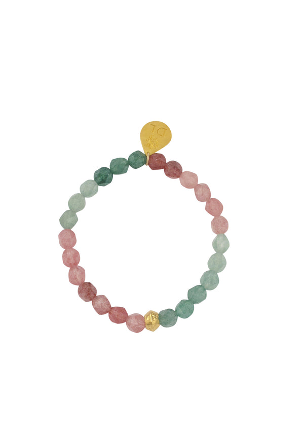 Watermelon Quartz Gold Accent Stretch Bracelet