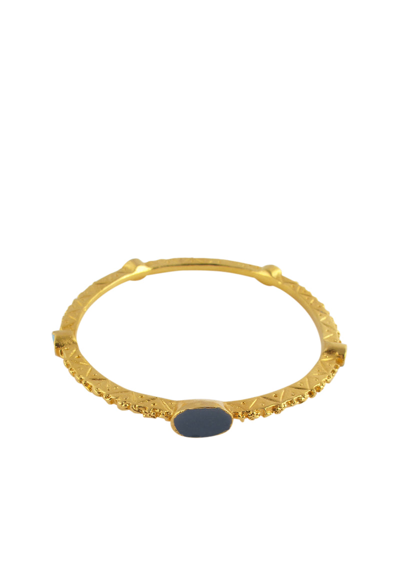 Gold Etched Enamel Accent Bracelet