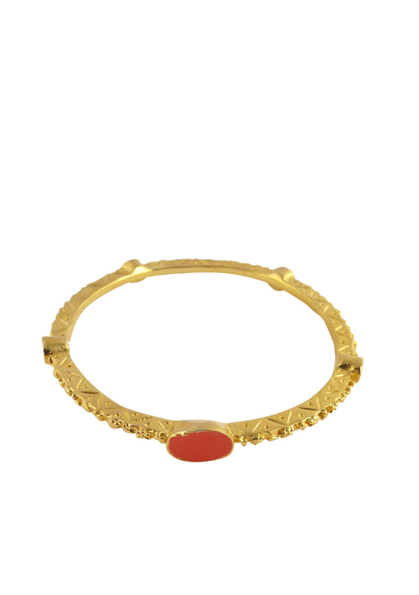 Gold Etched Enamel Accent Bracelet