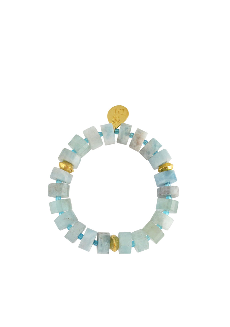 Aquamarine Gold Accent Stretch Bracelet