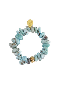 Larimar Gold Accent Stretch  Bracelet