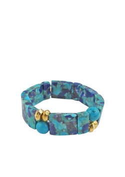 Lapis Turquoise Gold Accent Stretch Bracelet