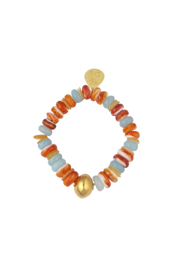 Oyster Shell Gold Accent Stretch Bracelet