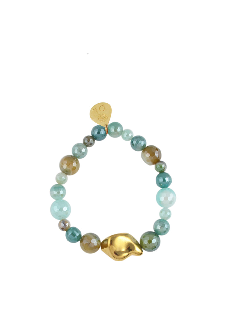 Iridescent Bended Agate Gold Accent Stretch Bracelet