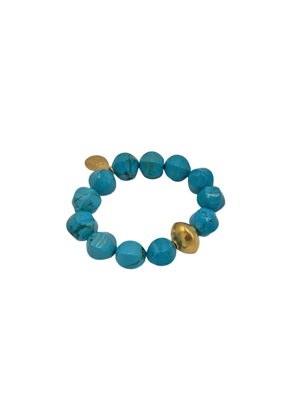 Turquoise Gold Accent Stretchy Bracelet