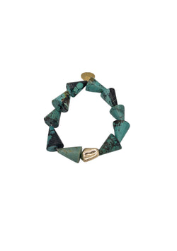 Natural Turquoise Gold Accent Stretchy Bracelet