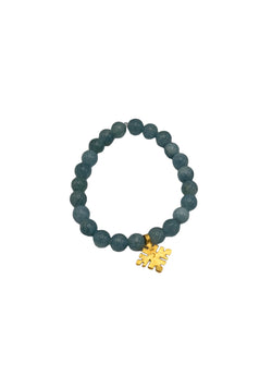 Aqua Marine Gold Charm Stretchy Bracelet