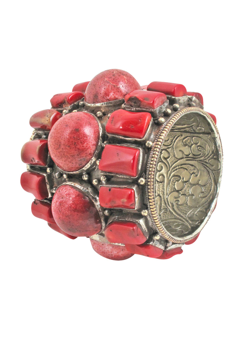 One of a Kind Antique Coral Nepalese Cuff