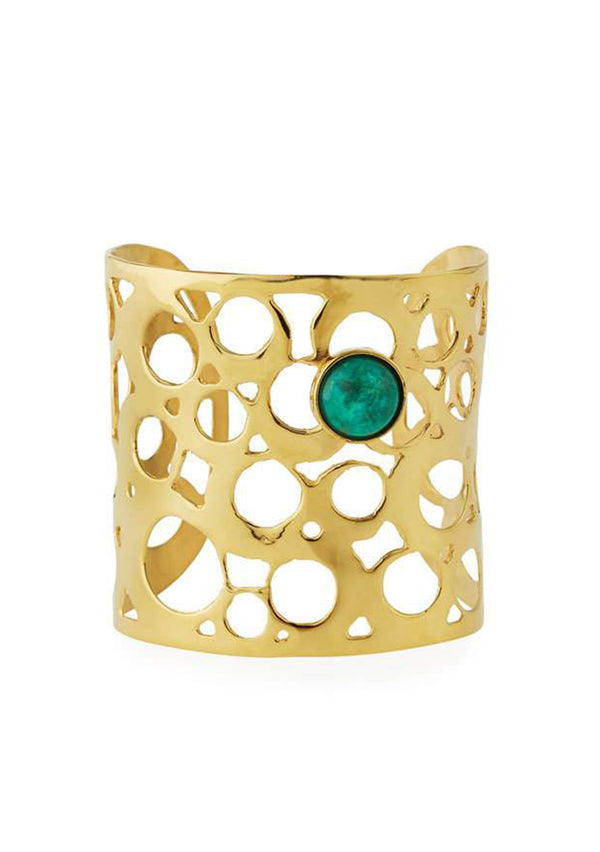 Gold Cuff with Chrysocolla Accent