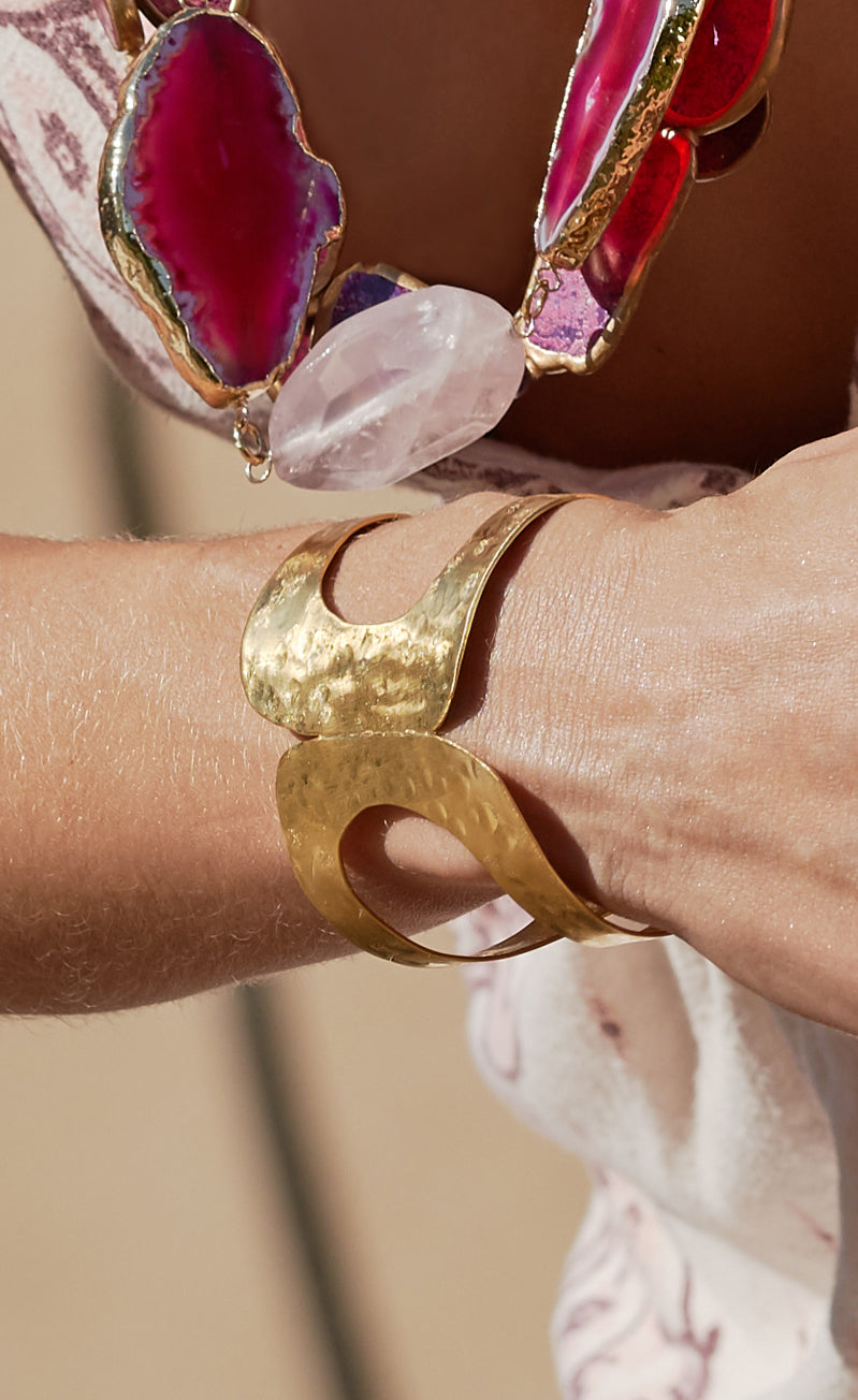 One of a kind gold boho cuff bracelet