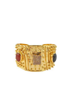 Multi-Stone Gold Cuff