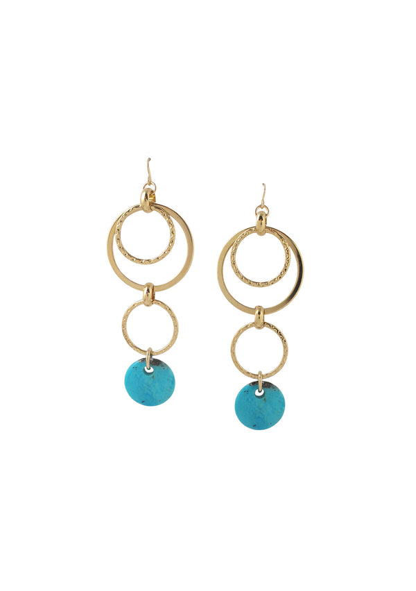 Turquoise Gold Link Earrings