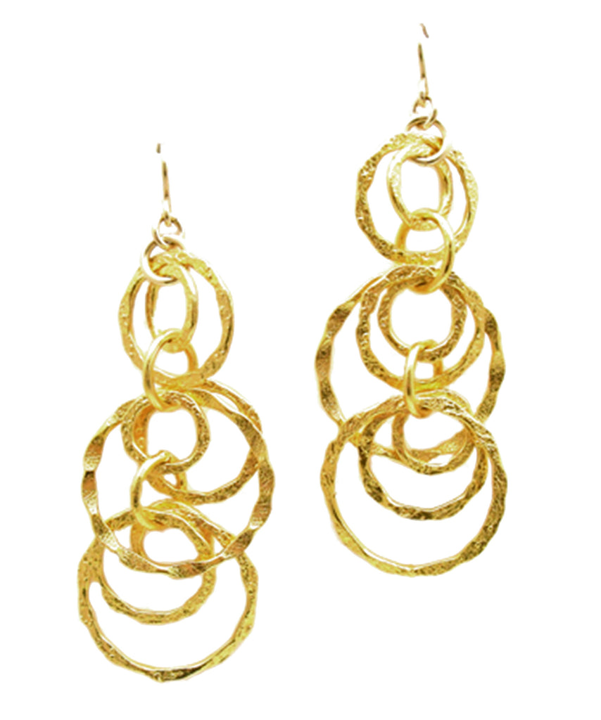 Devon Fashion Yellow Gold Circle and Fringe Earrings 52680 - Devon Fine  Jewelry