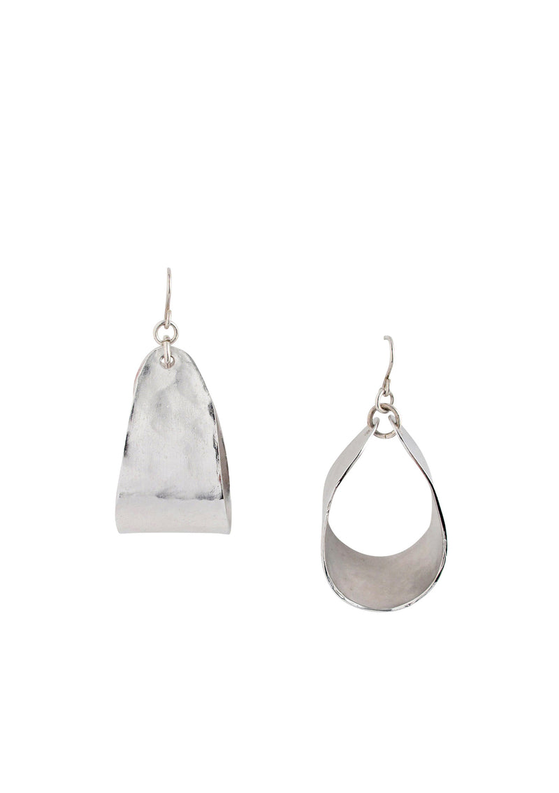 Rhodium Hammered Small Hoop Earrings