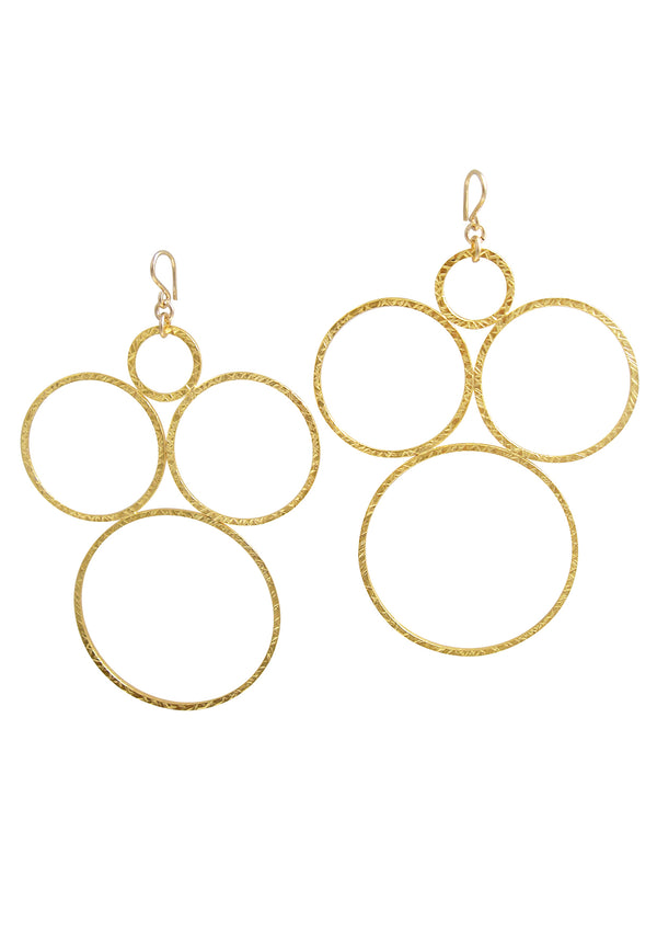 Textured Multi Circle Gold Earrings