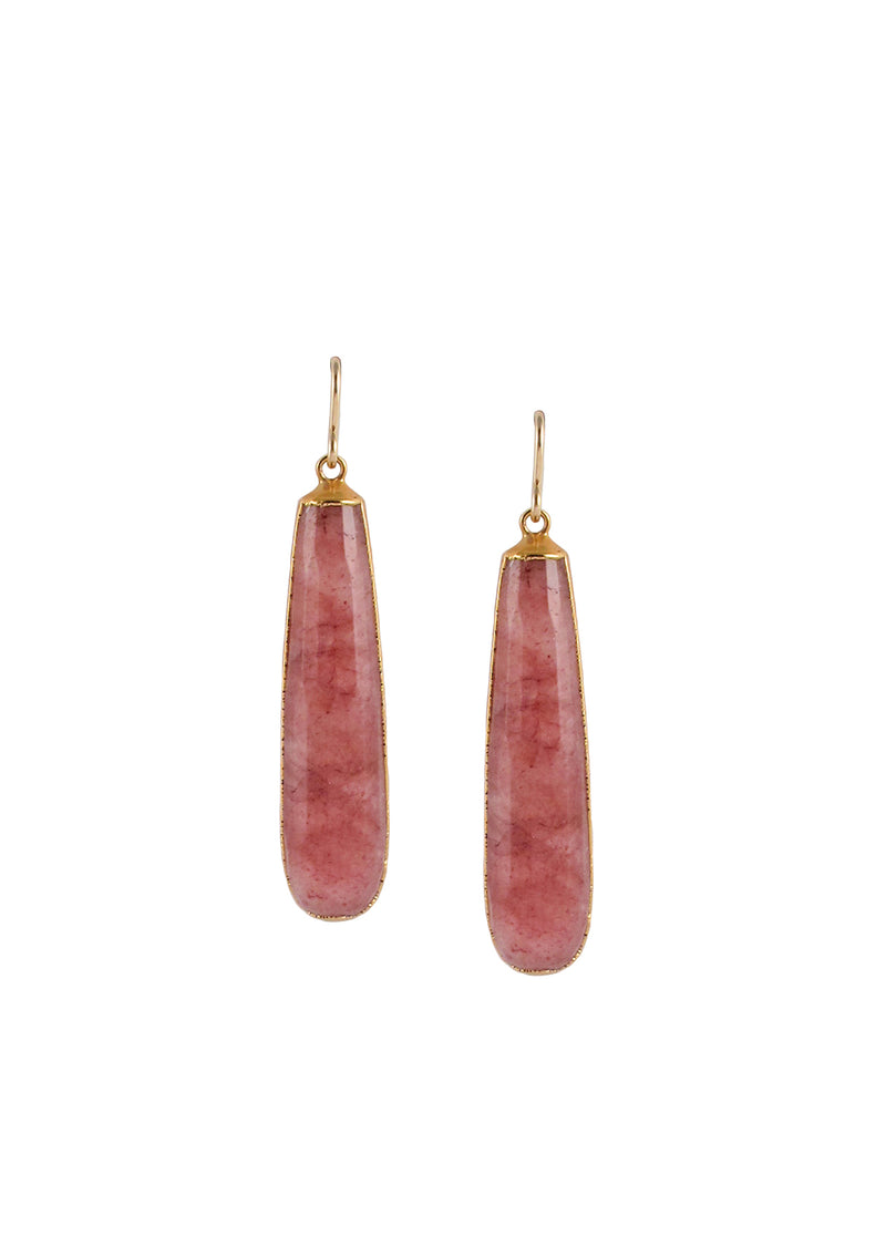Mauve Agate in Gold Foil Drop Earrings