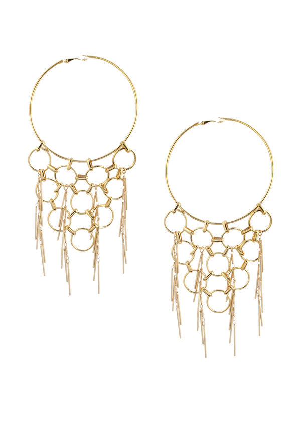 Oversized Gold Fringe Hoop Earrings