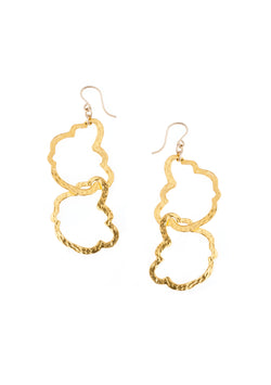Hammered Irregular Double Hoop Earrings