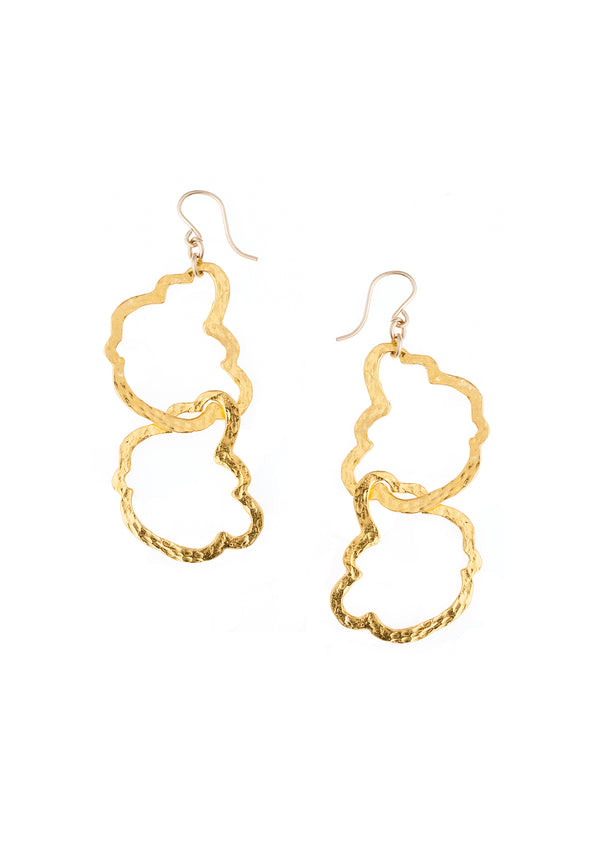 Hammered Irregular Double Hoop Earrings