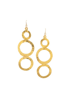 Hammered Gold Triple Circle Earrings