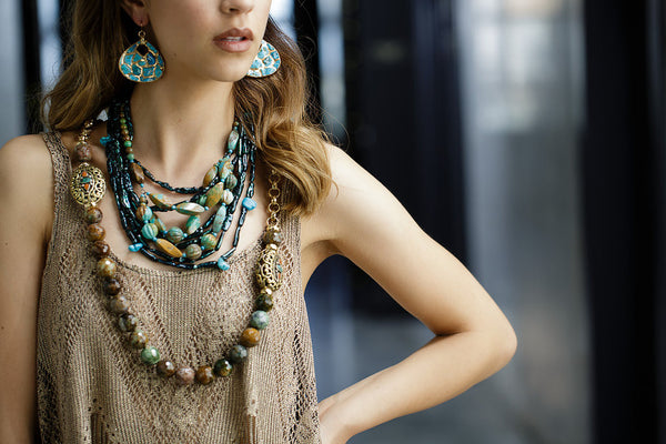 Copper Infused Turquoise Drop Earrings