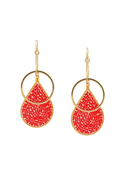 Red Teardrop Double Link Earrings