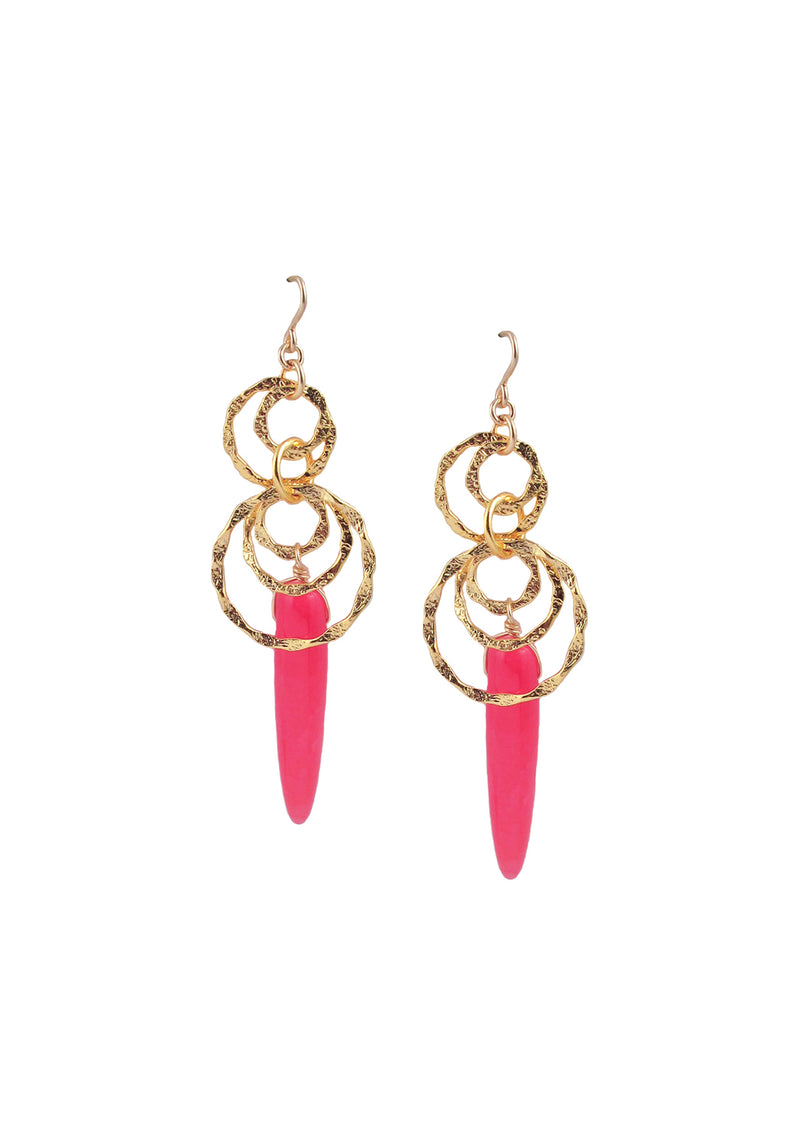 Pink Chalcedony Gold Earrings