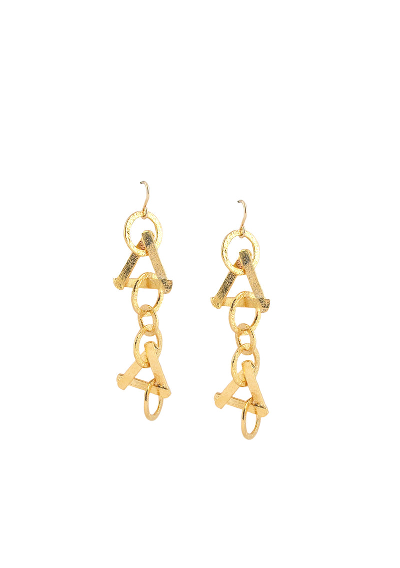 Textured Gold Triangle Dangle Earrings