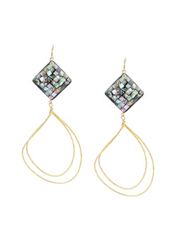 Abalone Gold Dangle Earrings