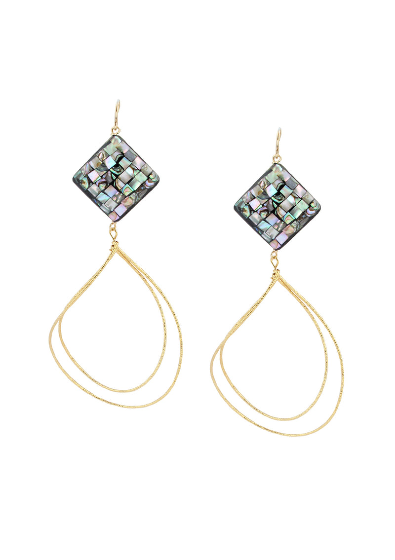 Abalone Gold Dangle Earrings