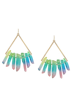 Rainbow Quartz Spike Earrings