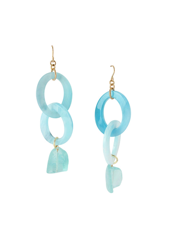 Raw Blue Quartz Blue Resin Drop Earrings