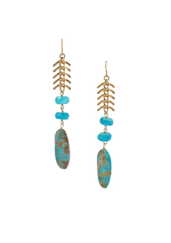 Chrysocolla Amazonite Gold Earrings