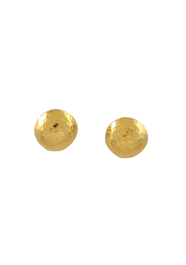 Gold Hammered Button Post Earrings