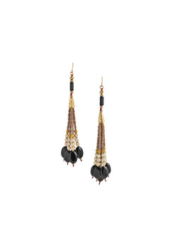 Animal Print Black Onyx Tassel Earrings