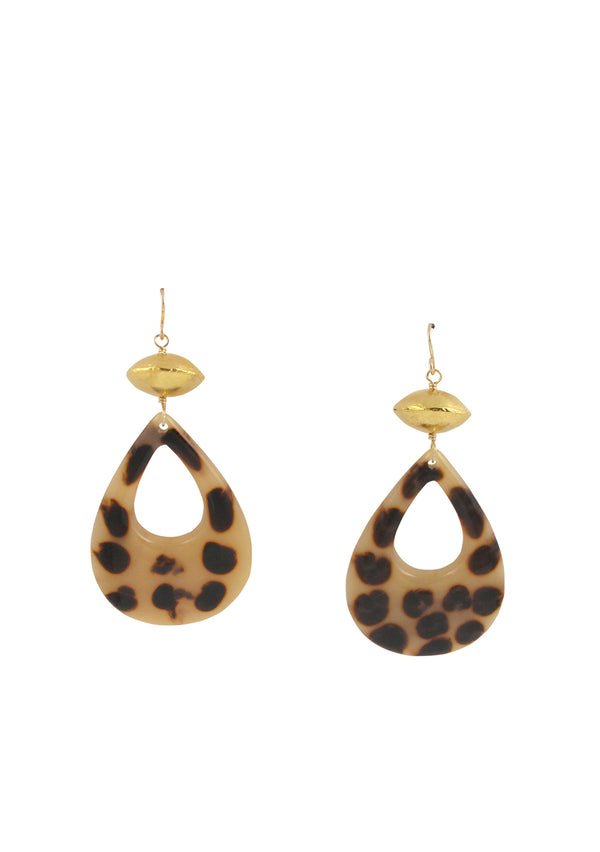 Animal Print Resin Gold Earrings