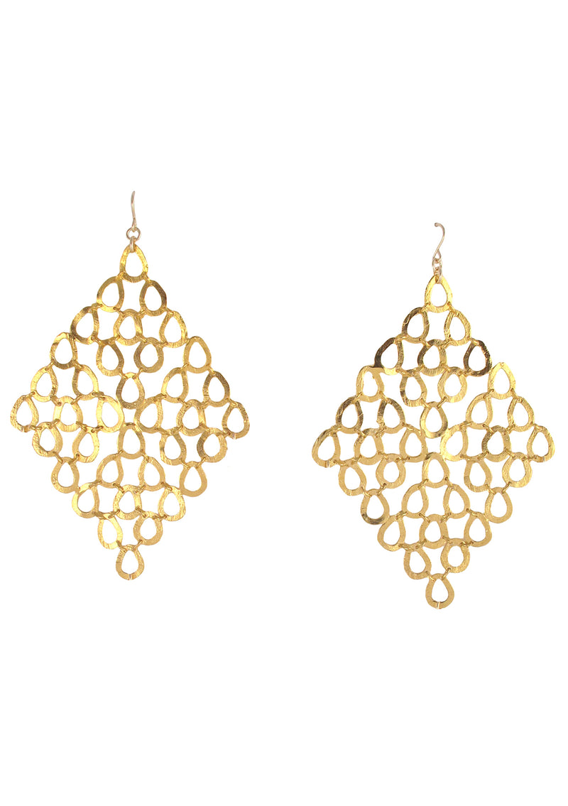 Large Gold Trellis Earrings