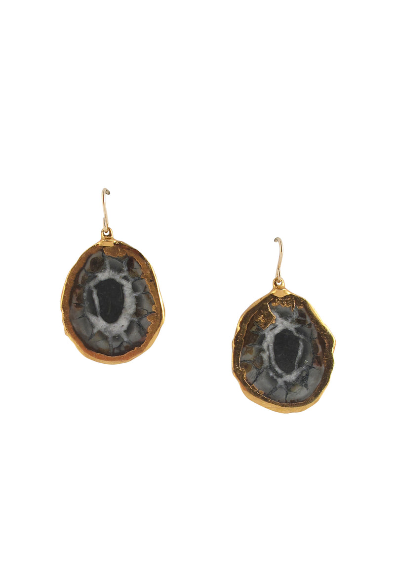 Geode Agate Slice in Gold Foil Earrings