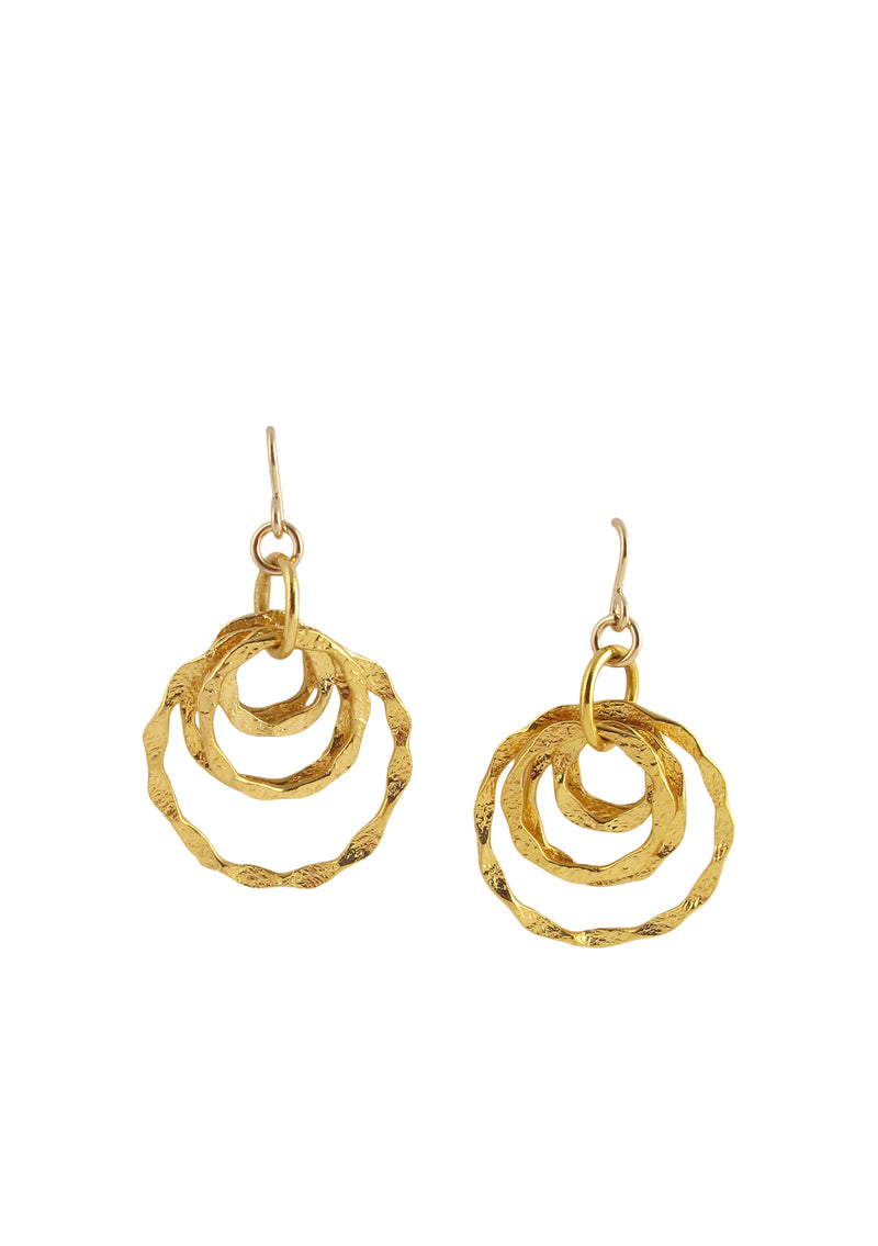 Textured Gold Multi Circle Earrings