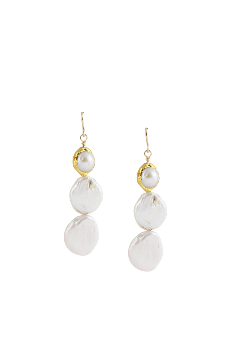 Freshwater Pearl Bezel Drop Earrings