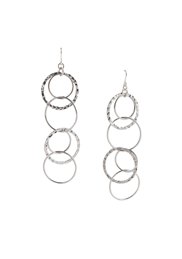 Rhodium Multi Circle Dangle Earrings