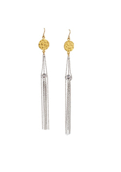 Two-Tone Gold and Silver Tassel Earrings