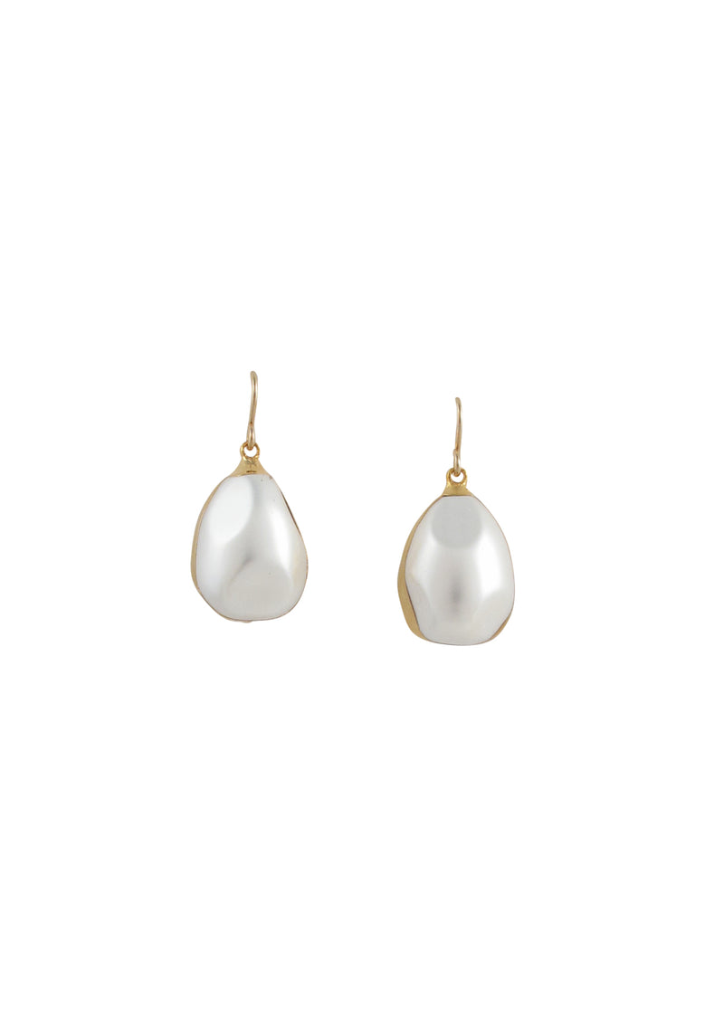 Pearl in Gold Foil Drop Earrings