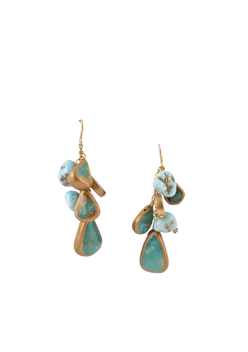 Larimar Turquoise Cluster Earrings