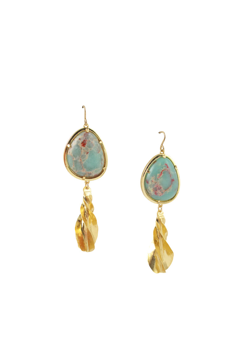 Aqua Terra Jasper Gold Drop Earrings