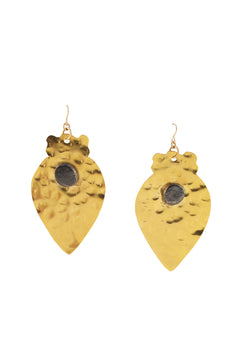 Hammered Gold Leaf Gun Metal Accent Earrings