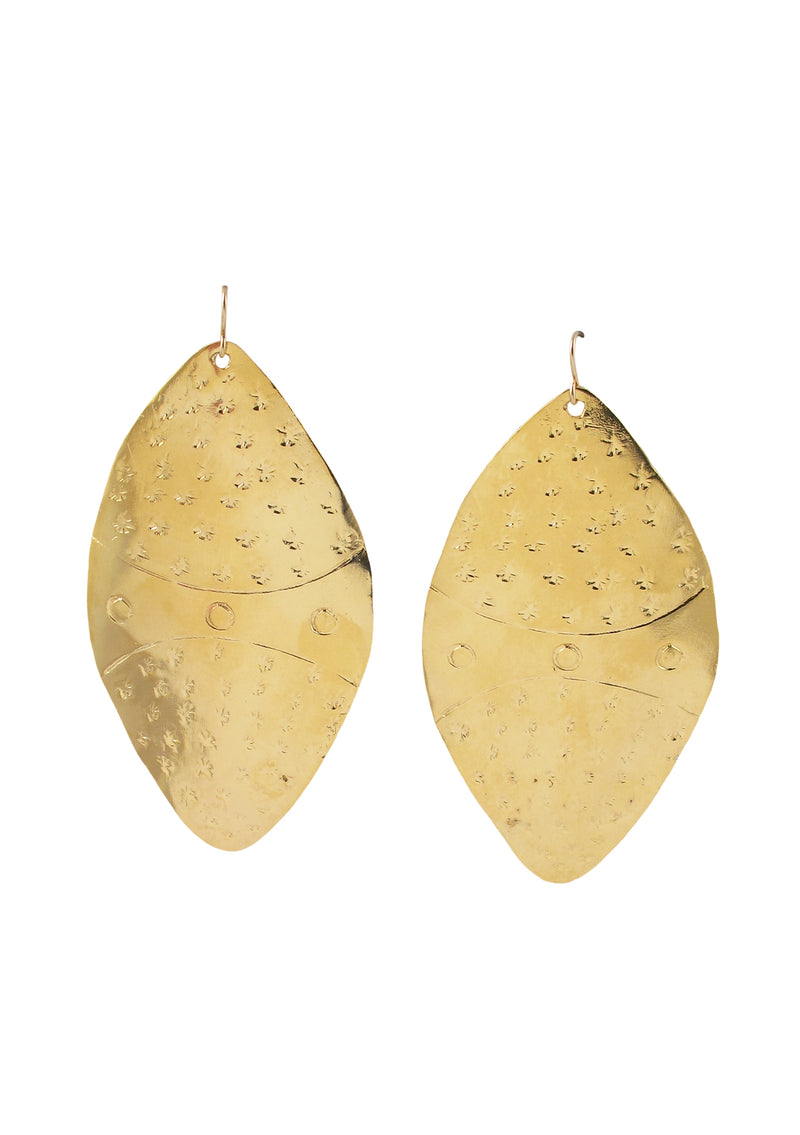 Large Gold Etched Earrings