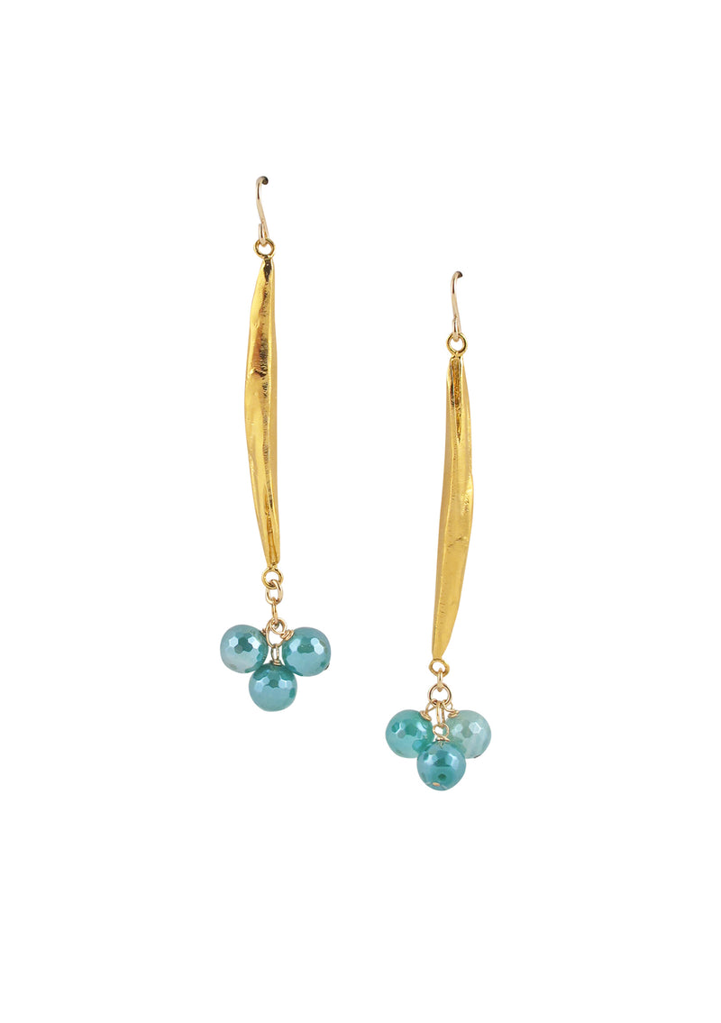 Iridescent Agate Gold Stick Earrings