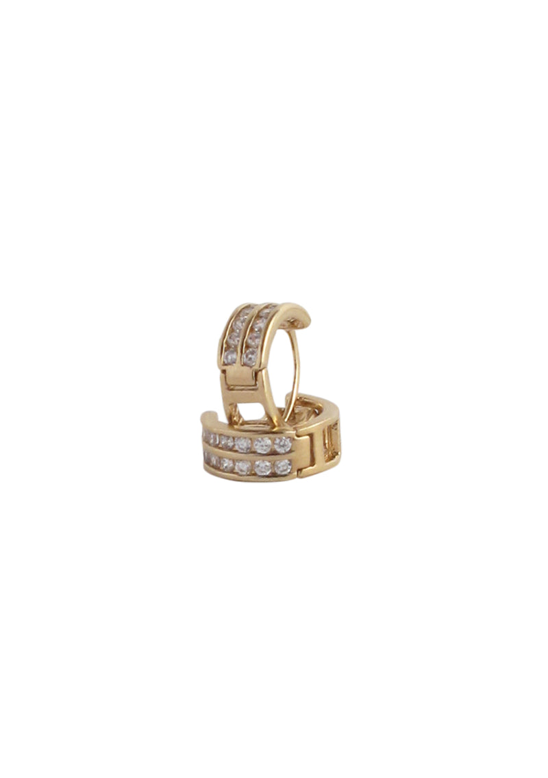 Small Diamond Illusion Gold Huggie Earrings